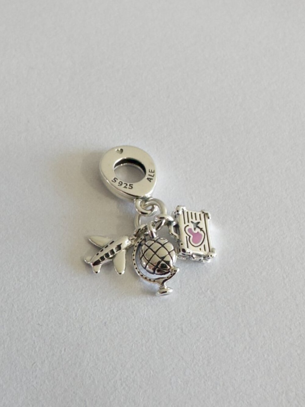 Authentic Pandora Silver Charm Airplane Globe & Suitcase Travel Dangle 799435C01 - Picture 5 of 5